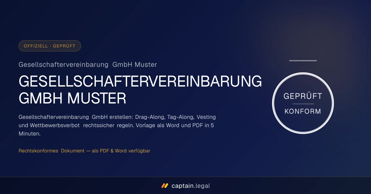 Gesellschaftervereinbarung GmbH Muster