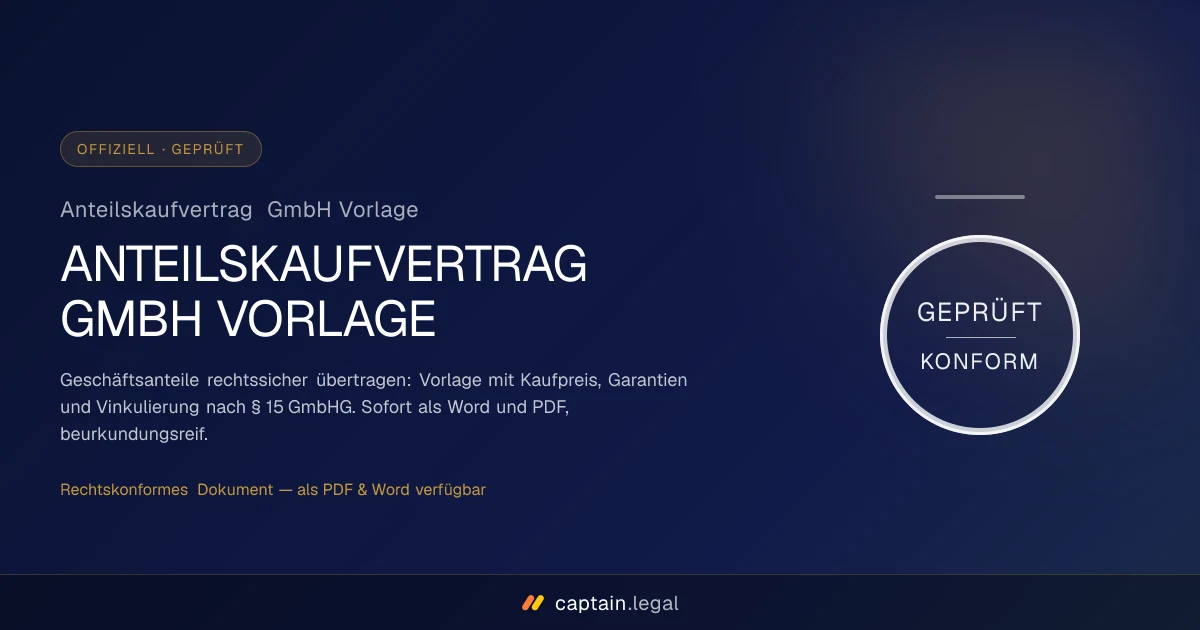 Anteilskaufvertrag GmbH Vorlage