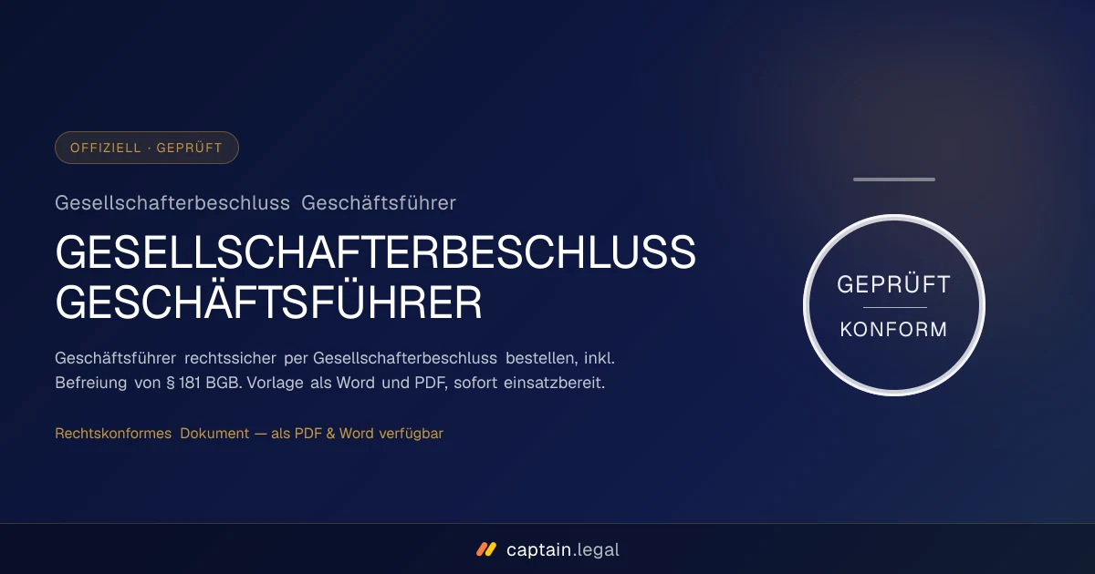 Gesellschafterbeschluss Geschäftsführer