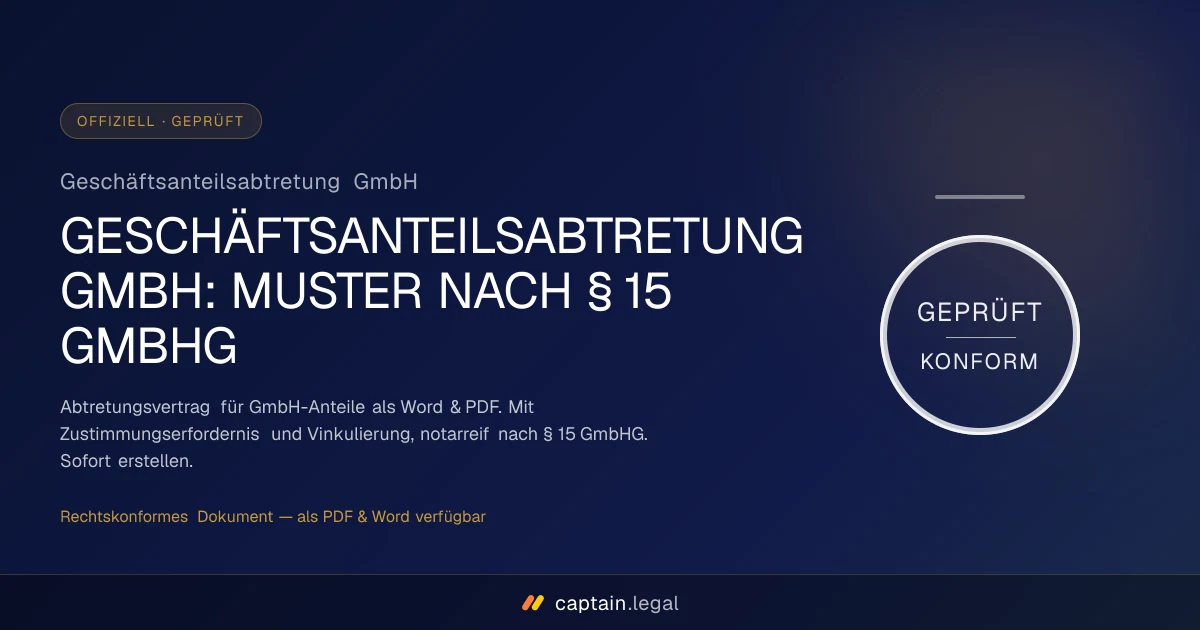 Geschäftsanteilsabtretung GmbH