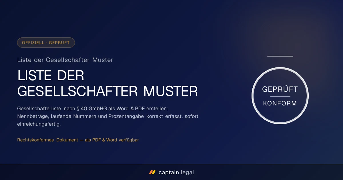 Liste der Gesellschafter Muster