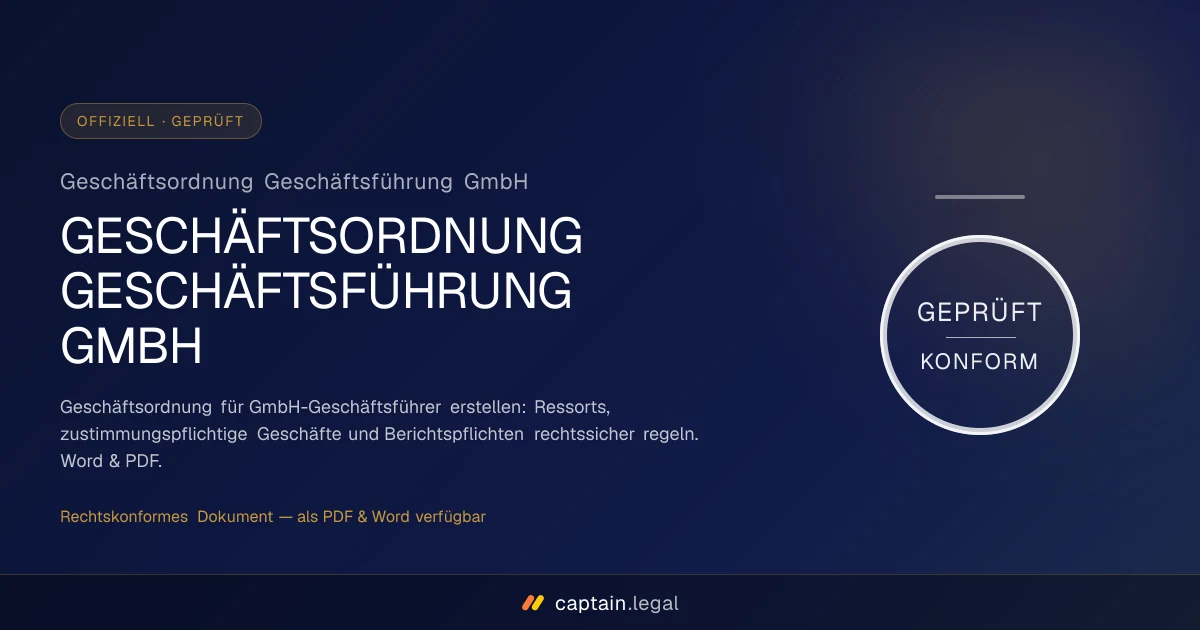 Geschäftsordnung Geschäftsführung GmbH