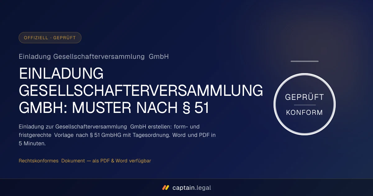 Einladung Gesellschafterversammlung GmbH