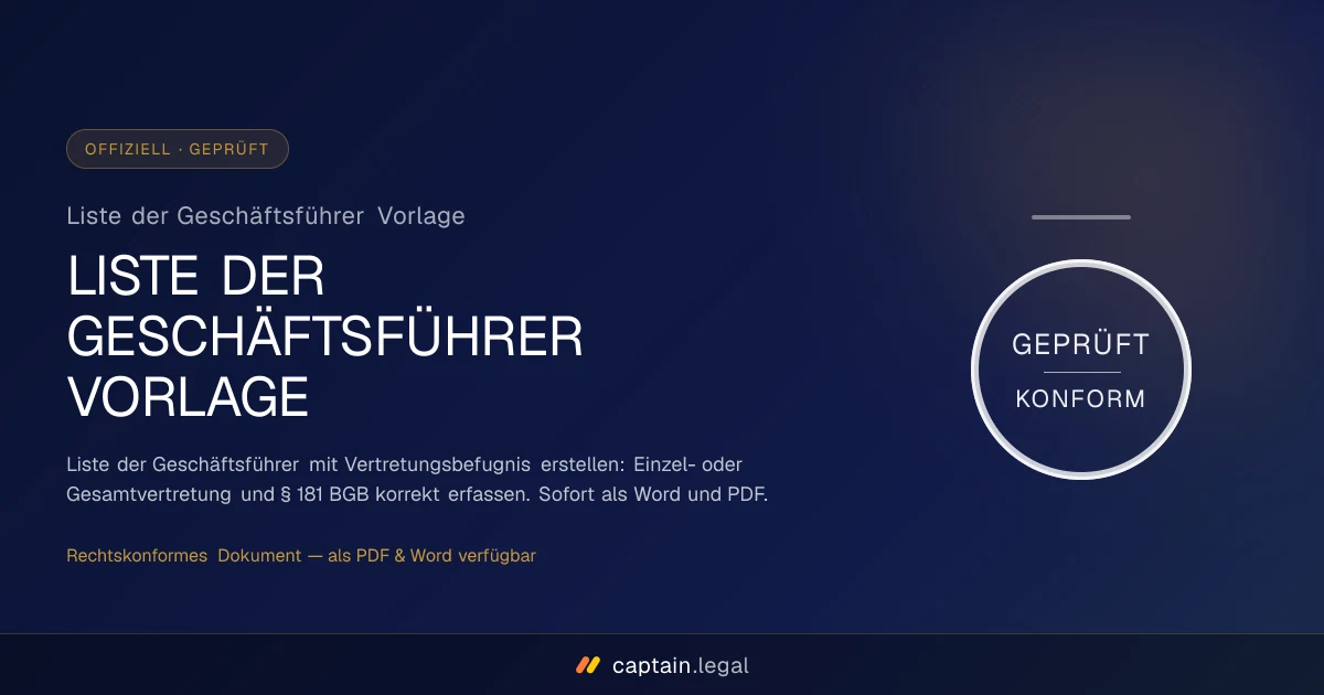 Liste der Geschäftsführer Vorlage