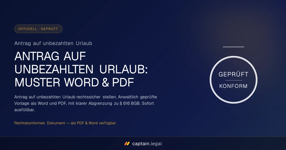 Antrag auf unbezahlten Urlaub