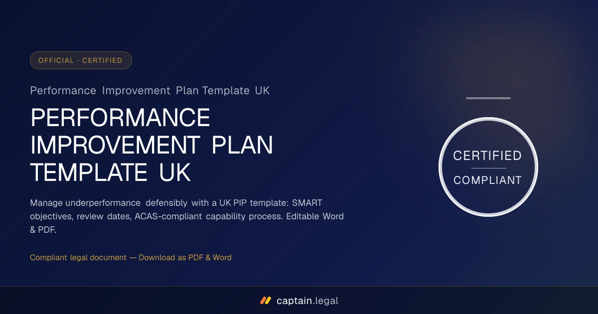 Performance Improvement Plan Template UK