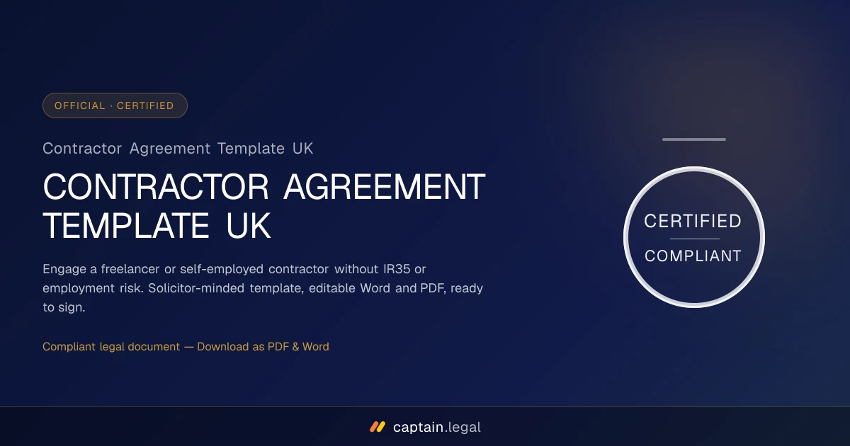 Contractor Agreement Template UK