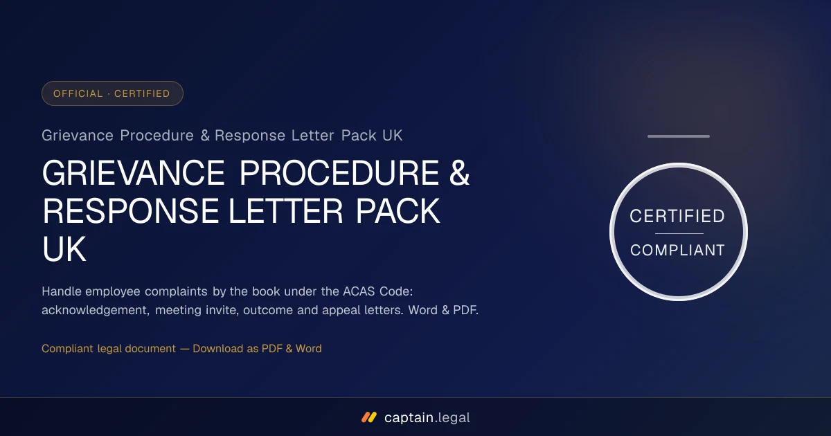 Grievance Procedure & Response Letter Pack UK