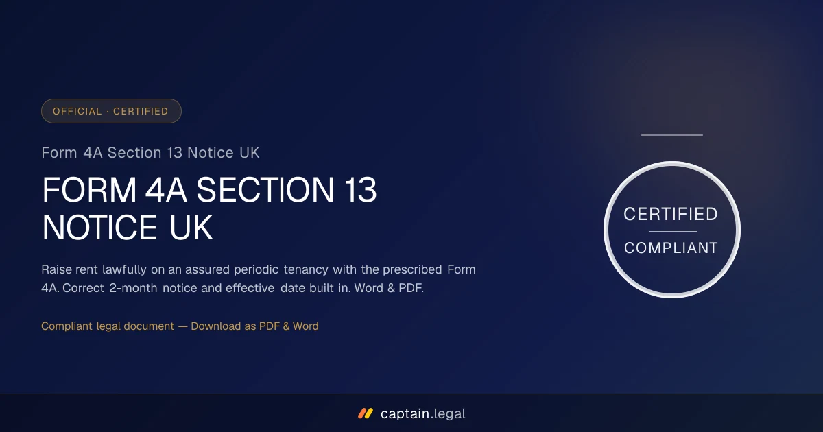 Form 4A Section 13 Notice UK