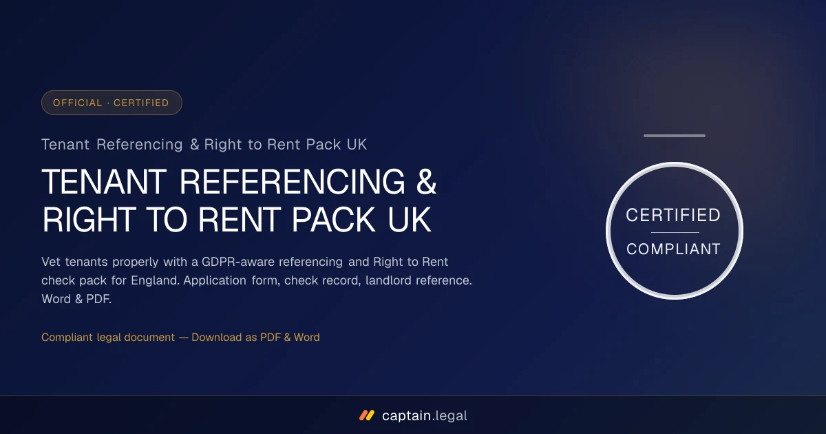 Tenant Referencing & Right to Rent Pack UK