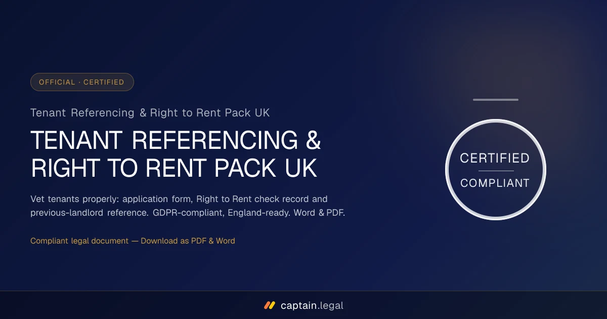 Tenant Referencing & Right to Rent Pack UK