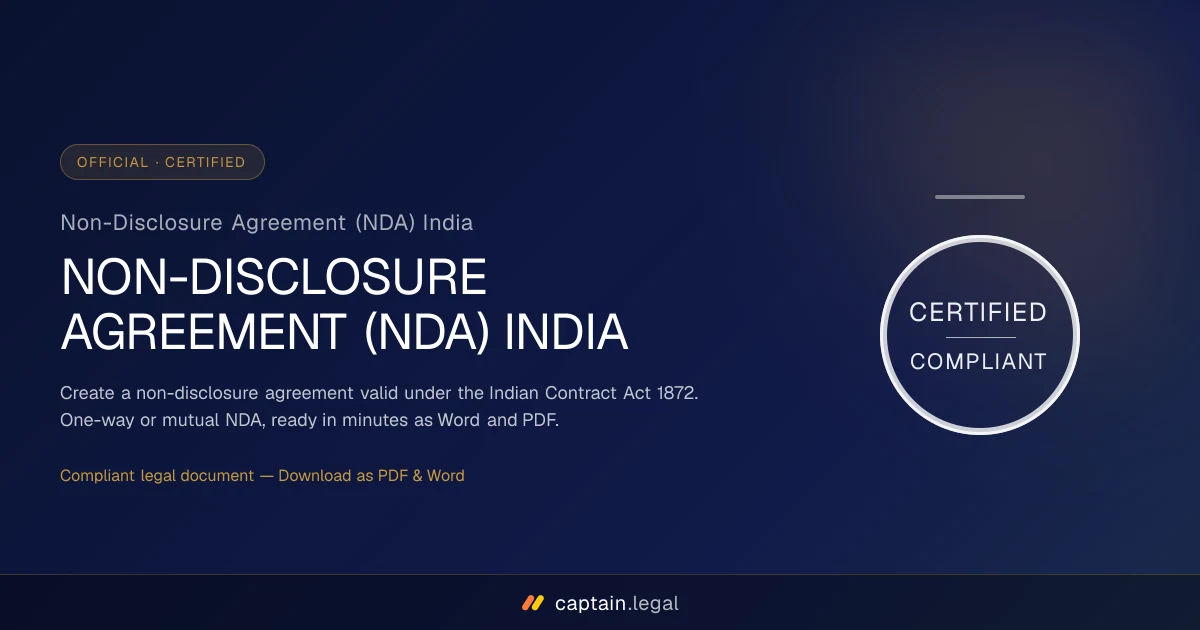 Non-Disclosure Agreement (NDA) India