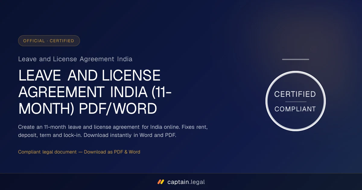 Leave and License Agreement India