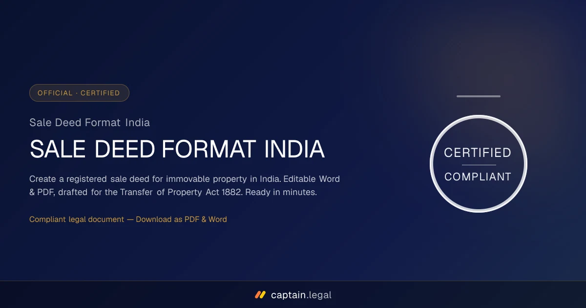 Sale Deed Format India
