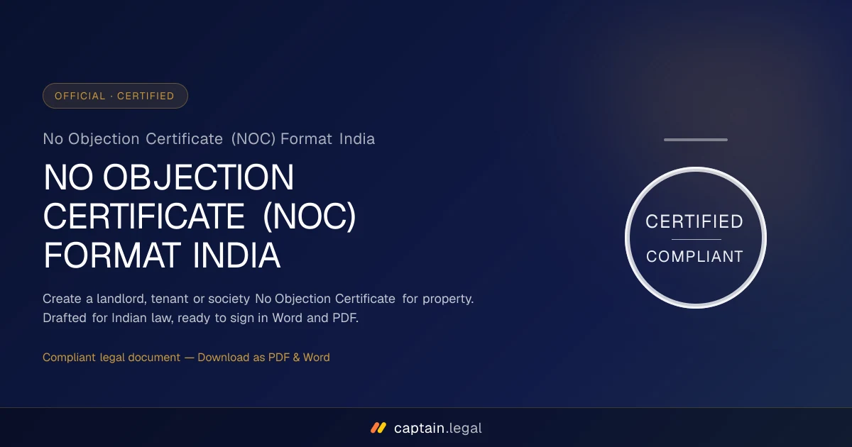 No Objection Certificate (NOC) Format India