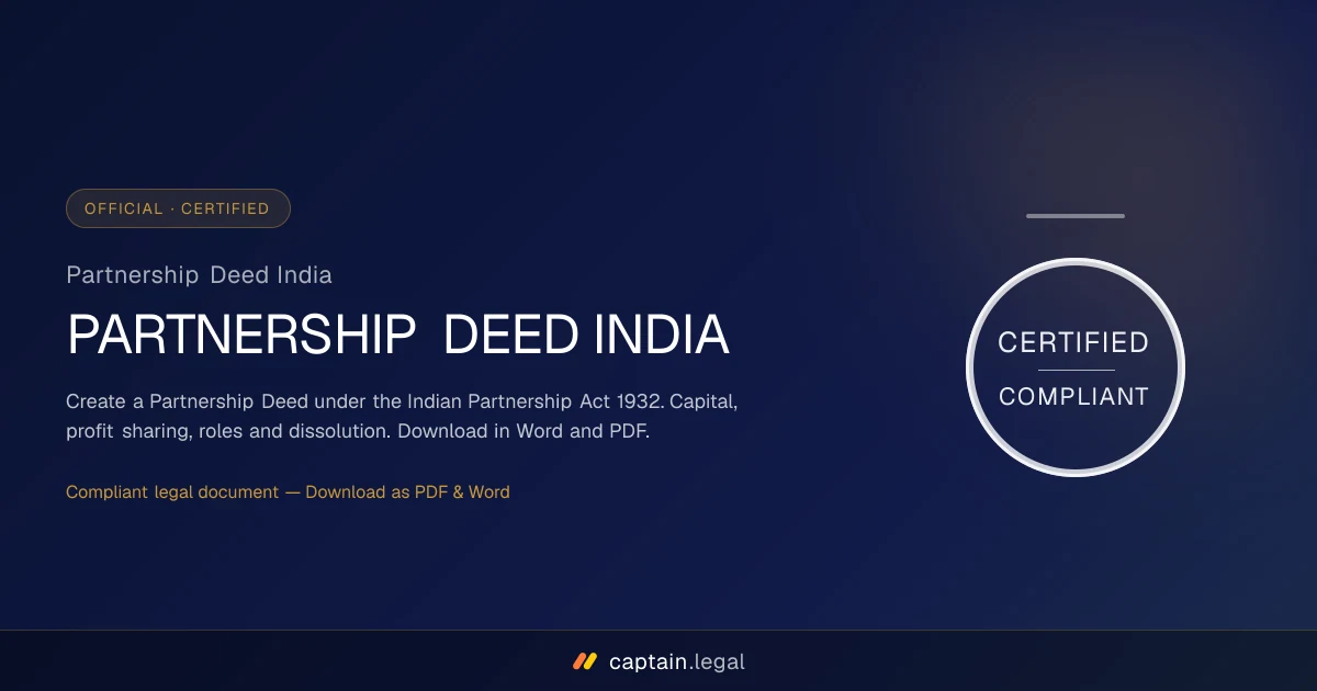 Partnership Deed India
