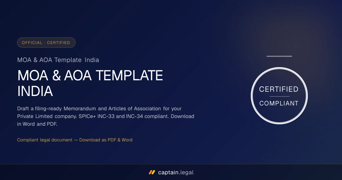 MOA & AOA Template India