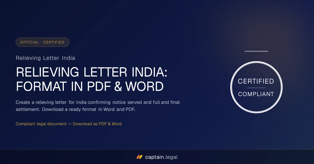 Relieving Letter India