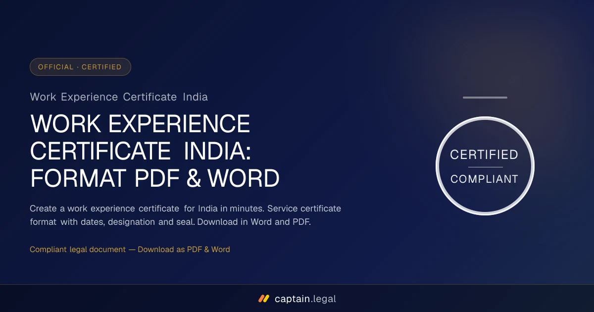 Work Experience Certificate India