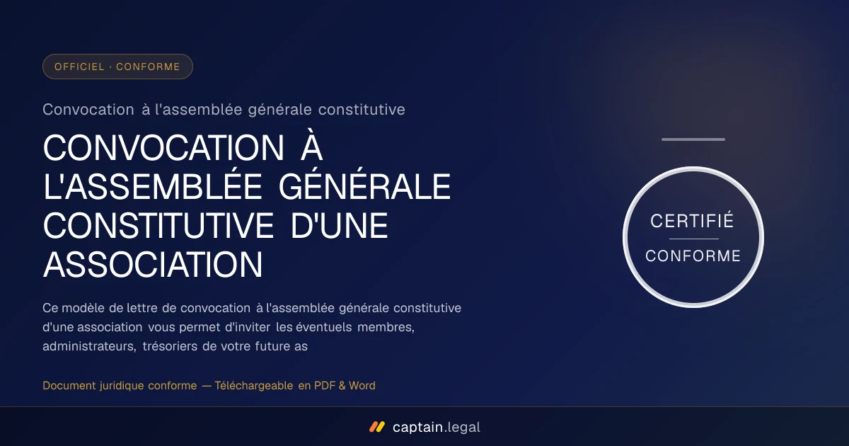 Convocation à l'assemblée générale constitutive