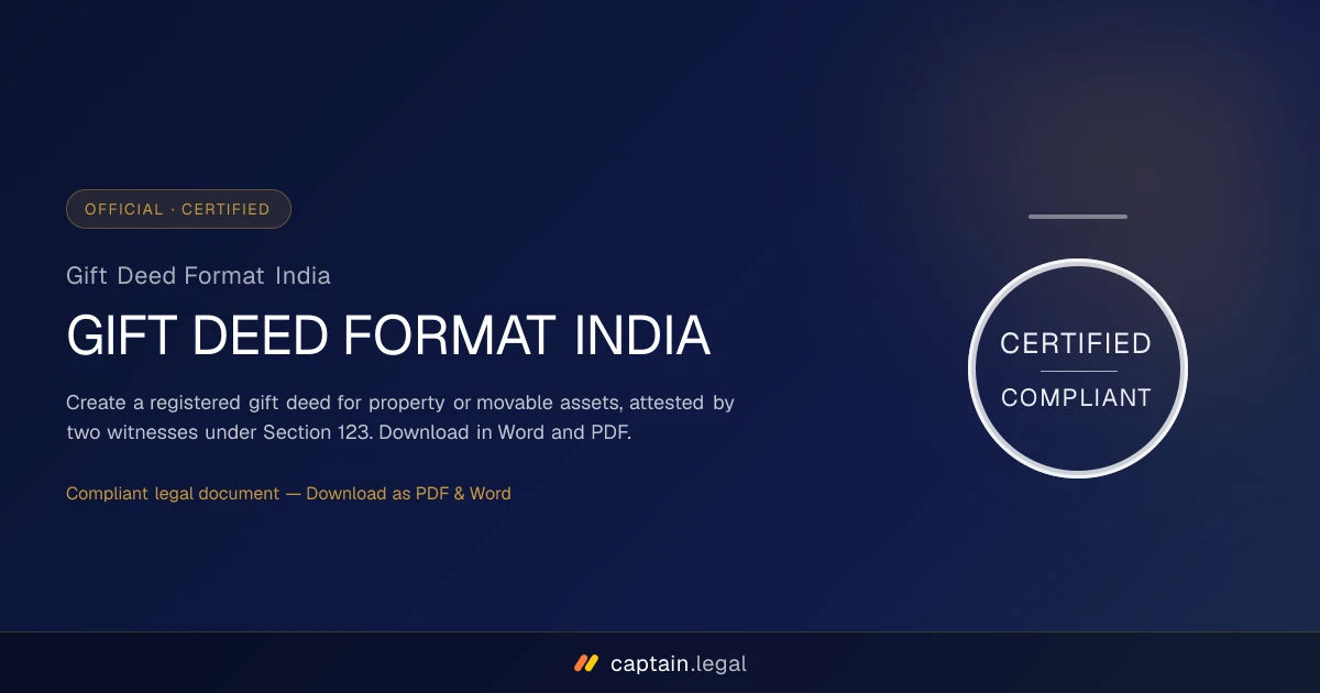 Gift Deed Format India