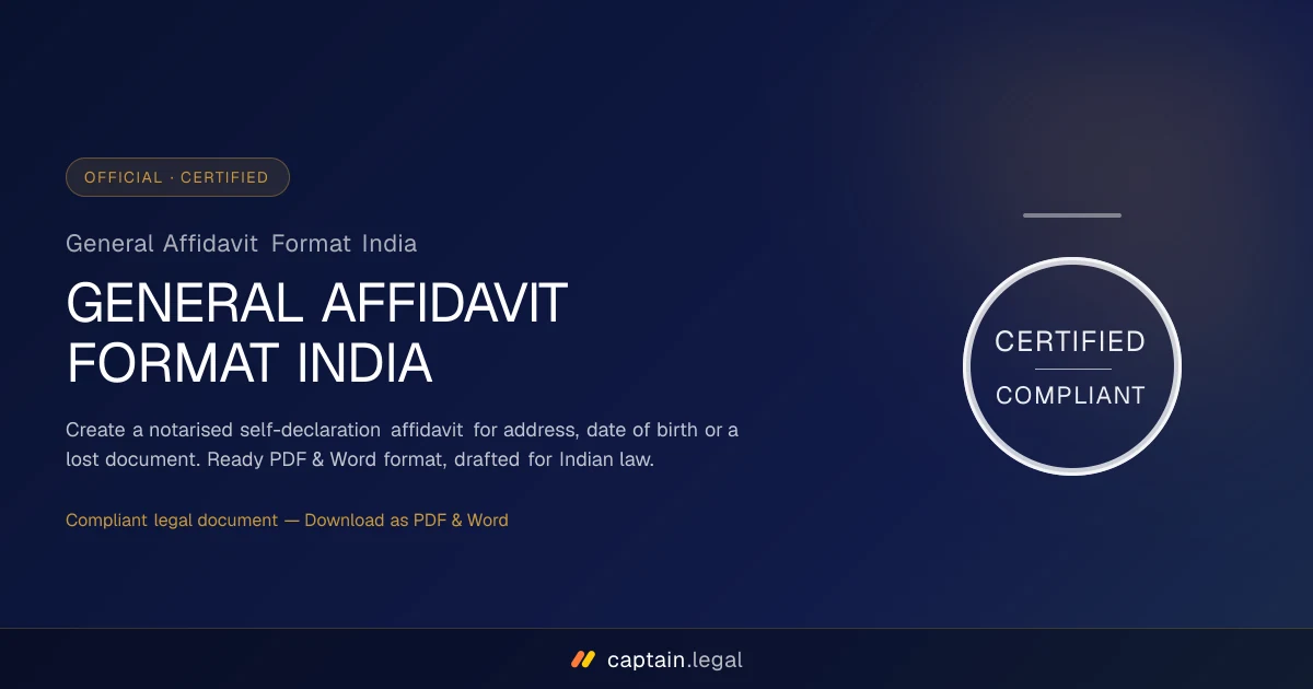 General Affidavit Format India