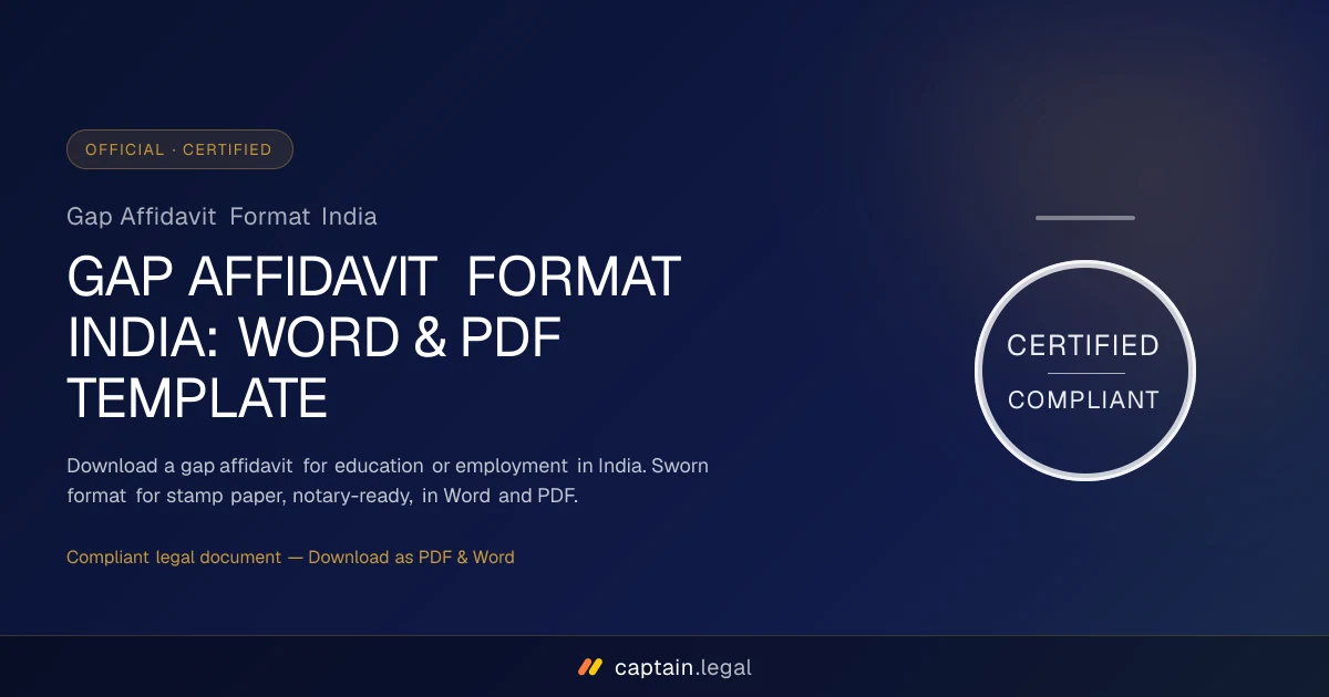 Gap Affidavit Format India