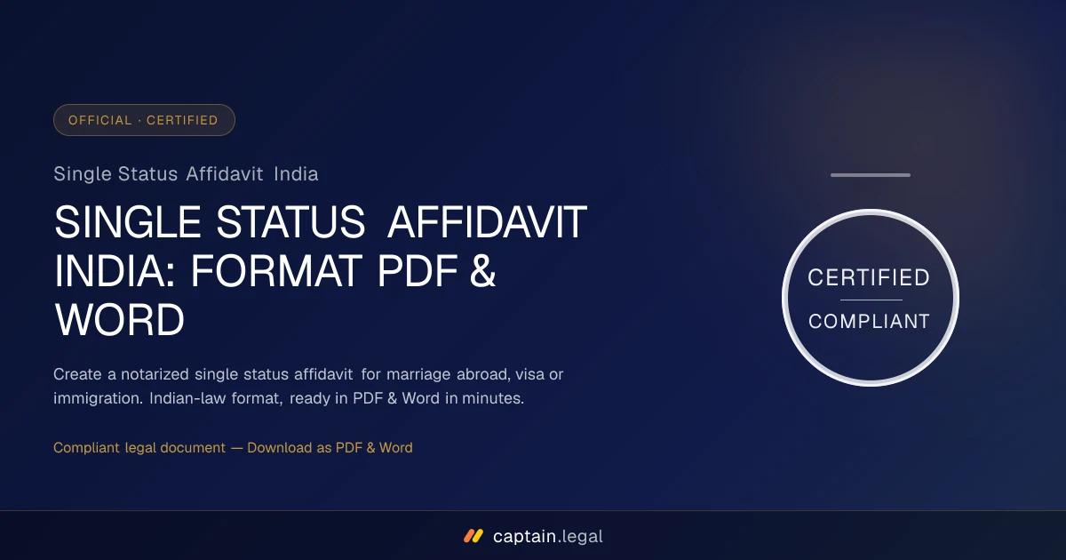Single Status Affidavit India