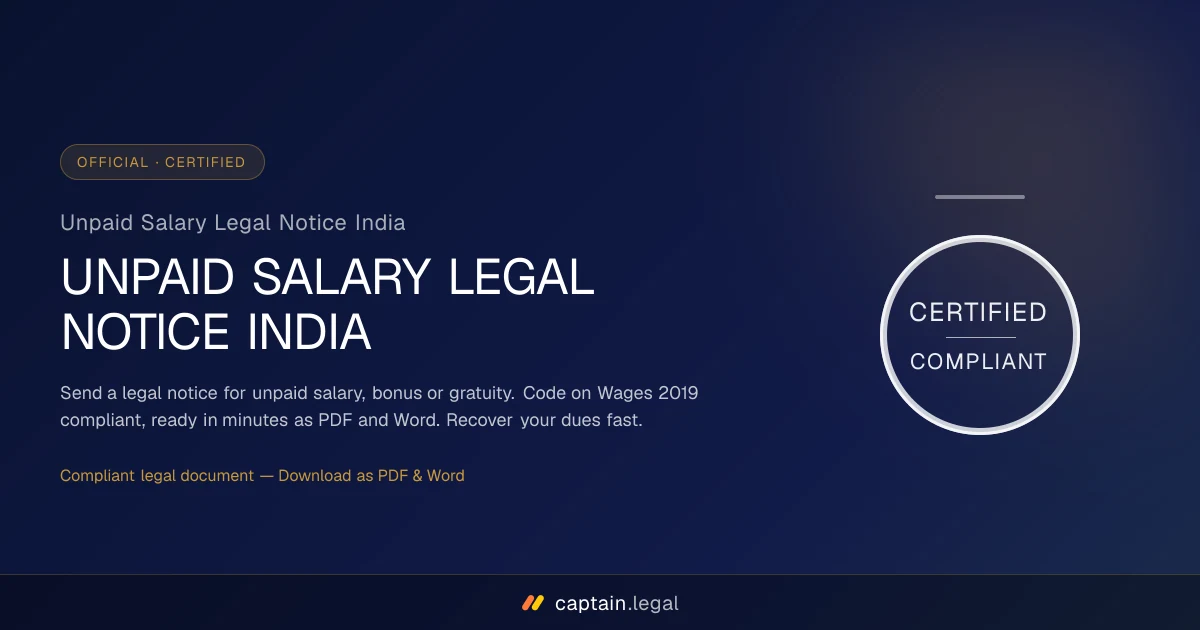 Unpaid Salary Legal Notice India
