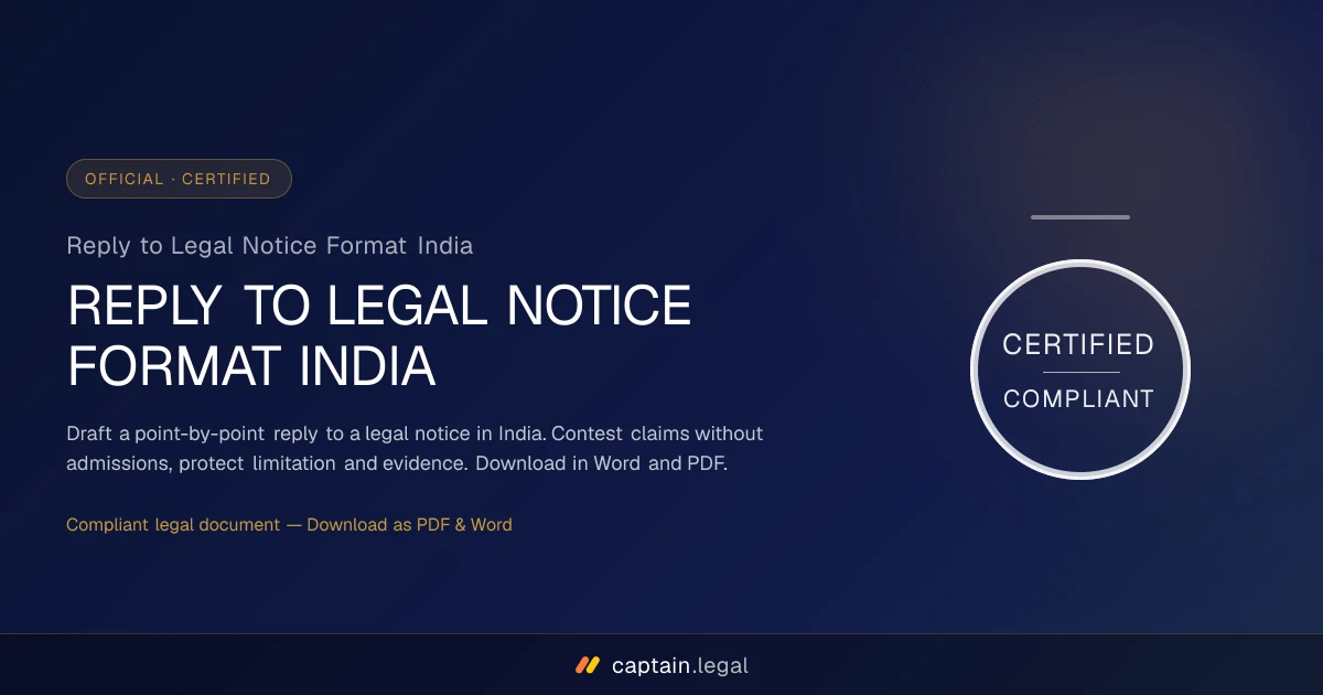 Reply to Legal Notice Format India
