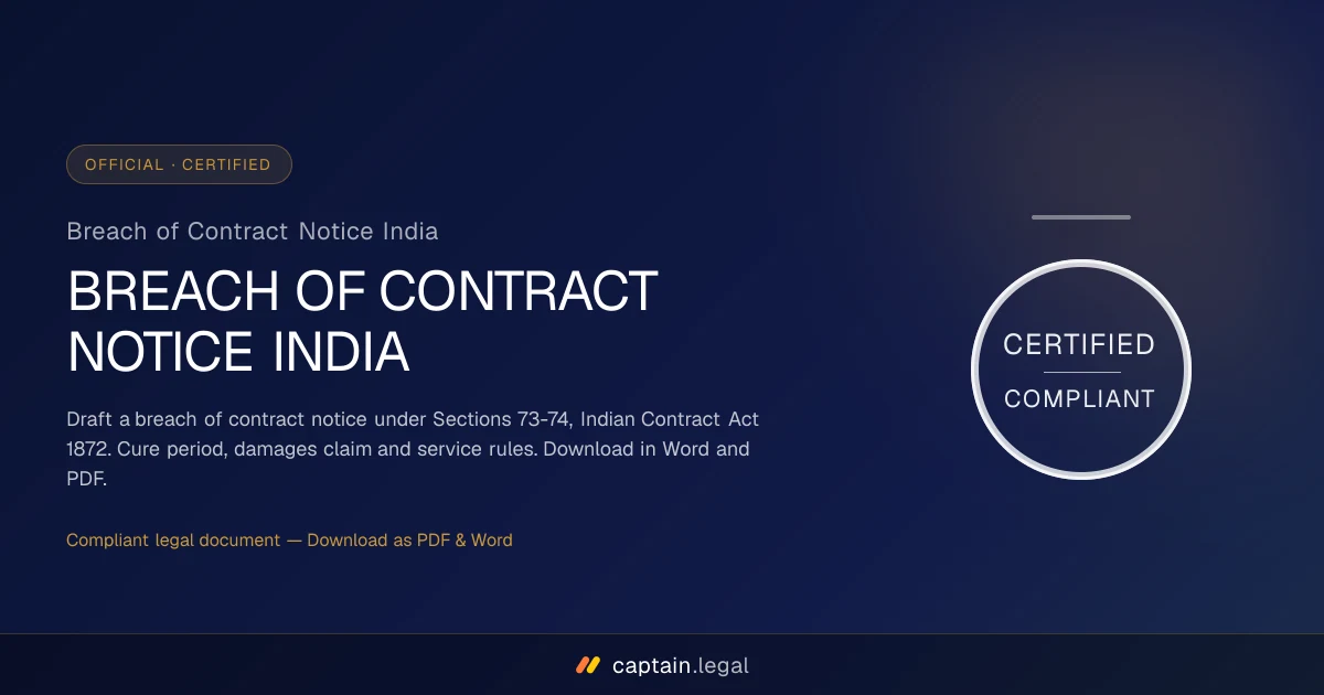 Breach of Contract Notice India