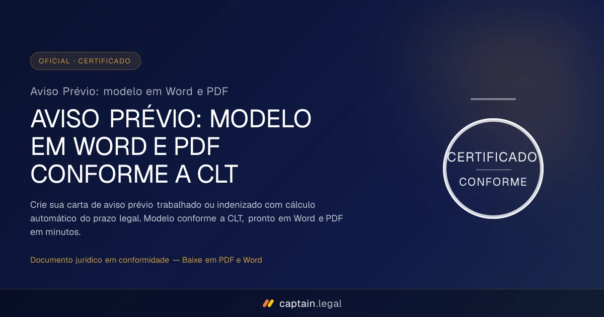 Aviso Prévio: modelo em Word e PDF