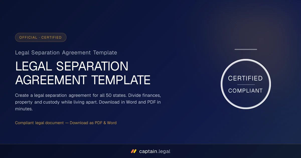 Legal Separation Agreement Template