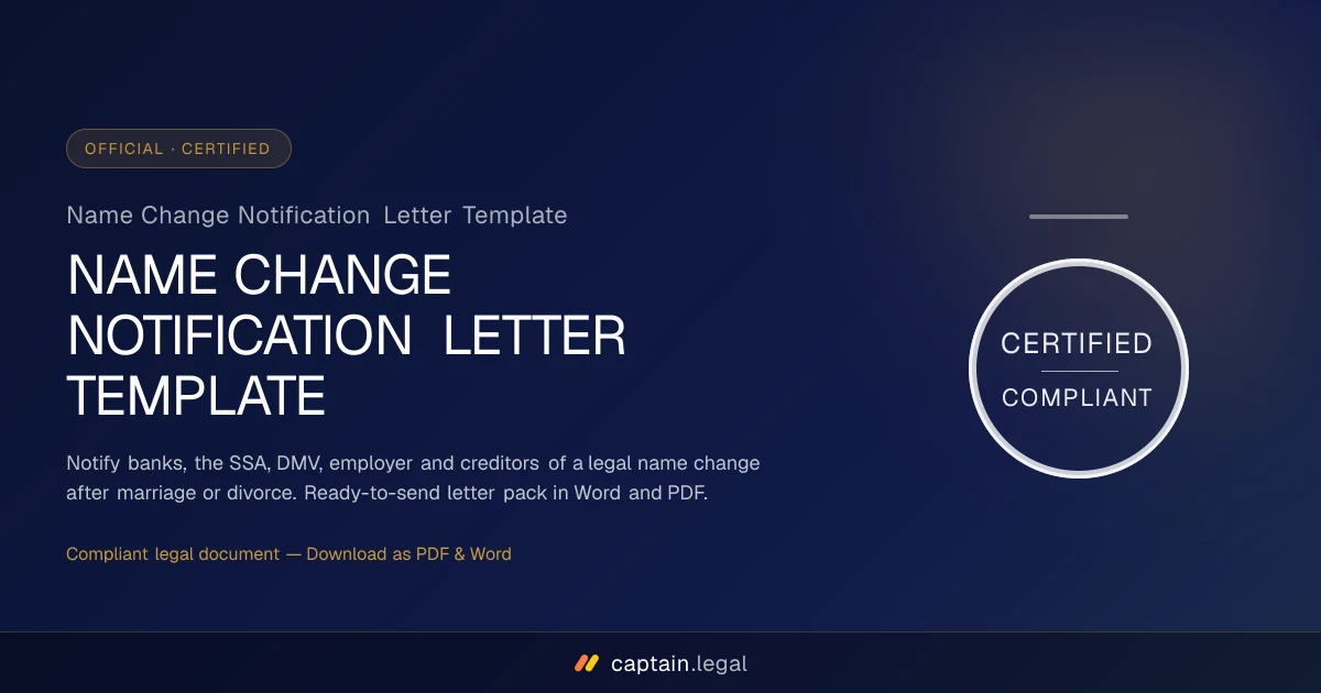 Name Change Notification Letter Template