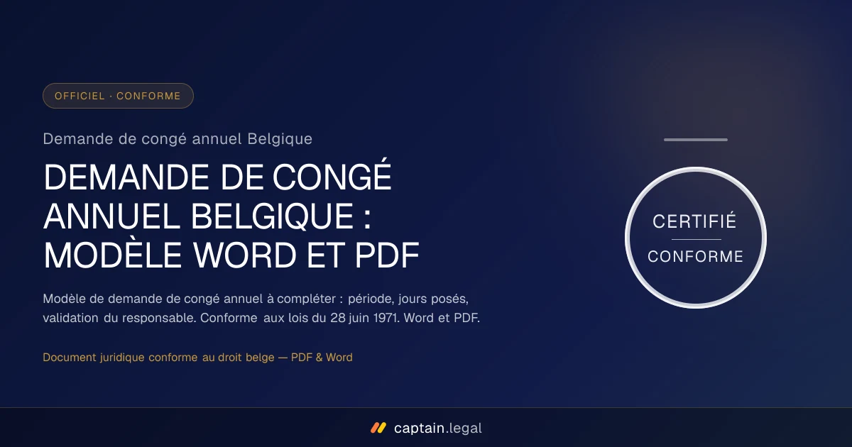 Demande de congé annuel Belgique