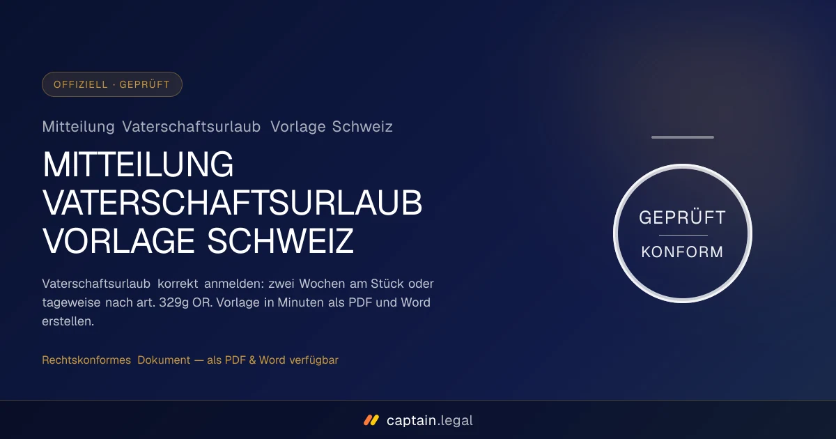 Mitteilung Vaterschaftsurlaub Vorlage Schweiz