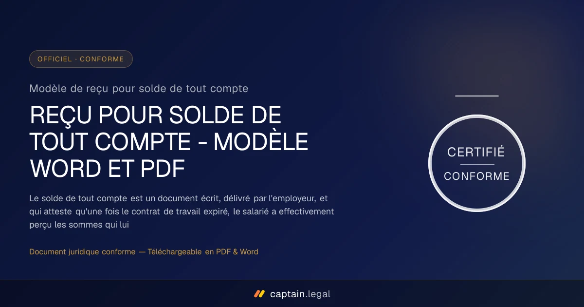 Modèle de reçu pour solde de tout compte
