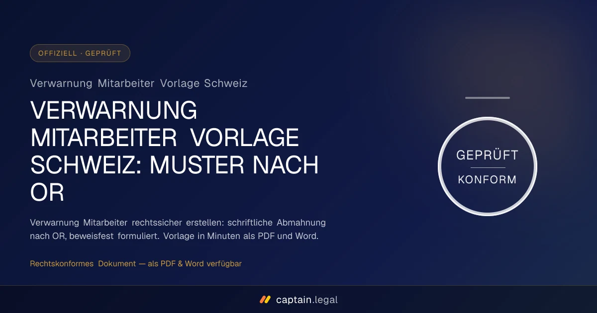 Verwarnung Mitarbeiter Vorlage Schweiz