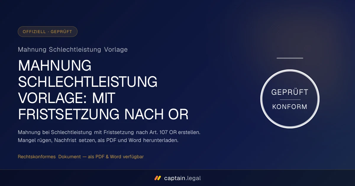 Mahnung Schlechtleistung Vorlage
