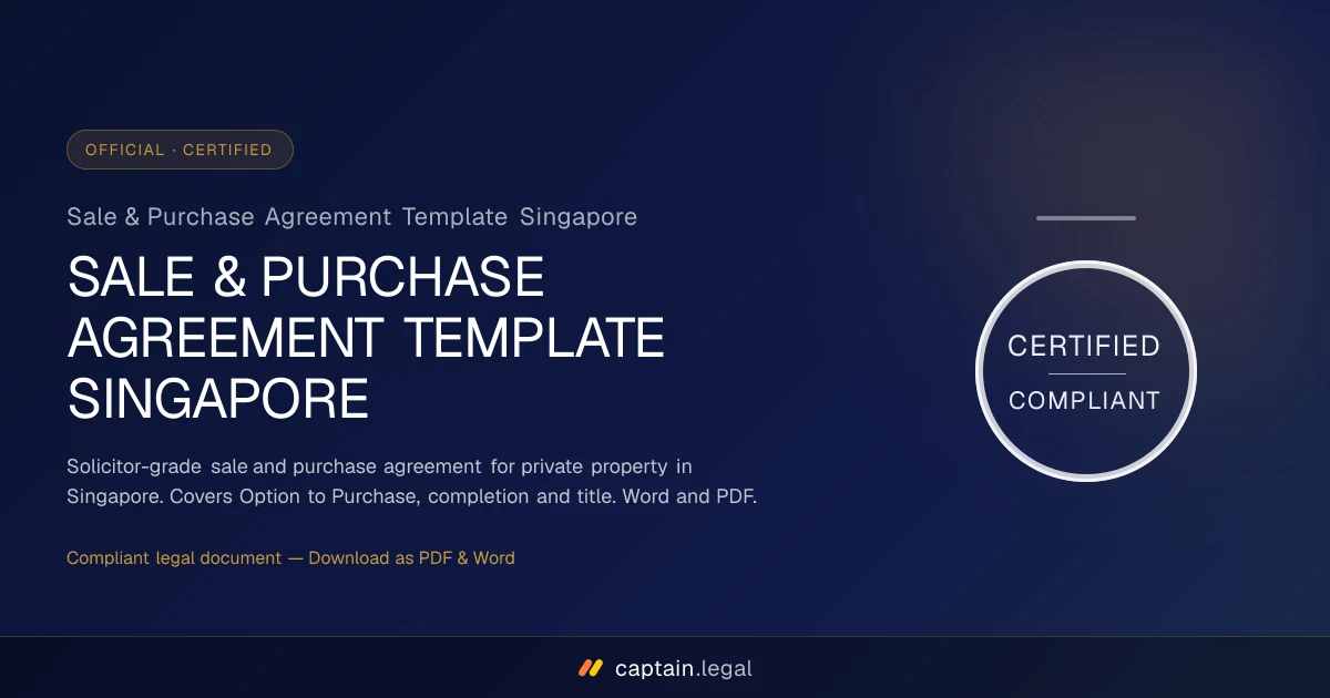 Sale & Purchase Agreement Template Singapore