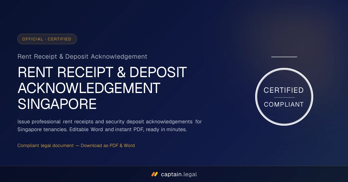 Rent Receipt & Deposit Acknowledgement