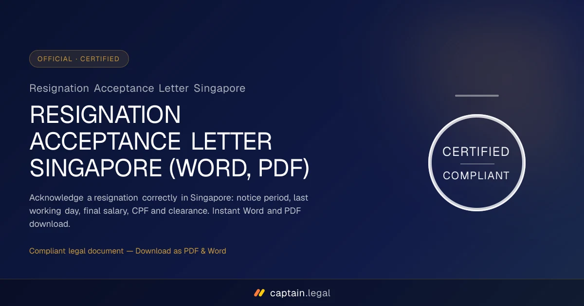 Resignation Acceptance Letter Singapore