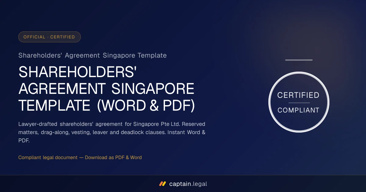Shareholders' Agreement Singapore Template