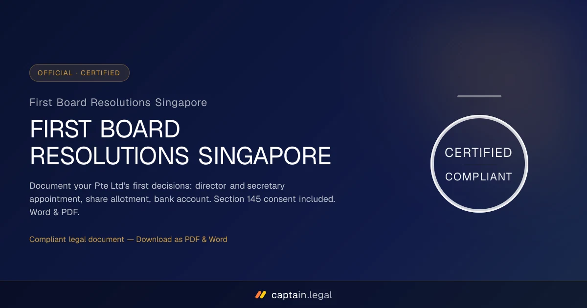 First Board Resolutions Singapore