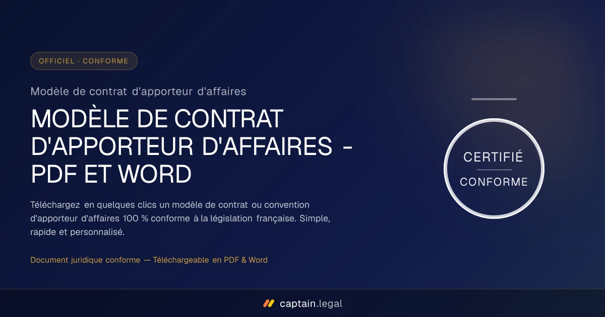 Modèle de contrat d'apporteur d'affaires