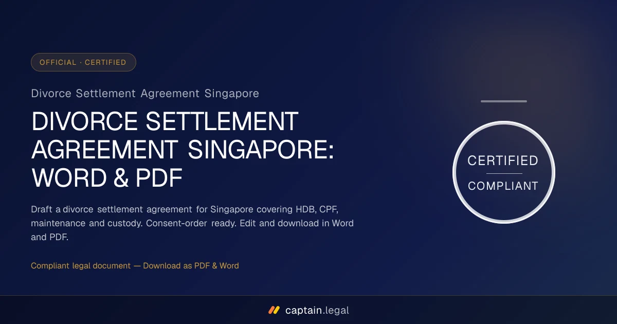 Divorce Settlement Agreement Singapore