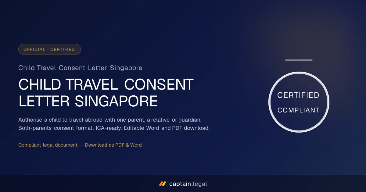 Child Travel Consent Letter Singapore
