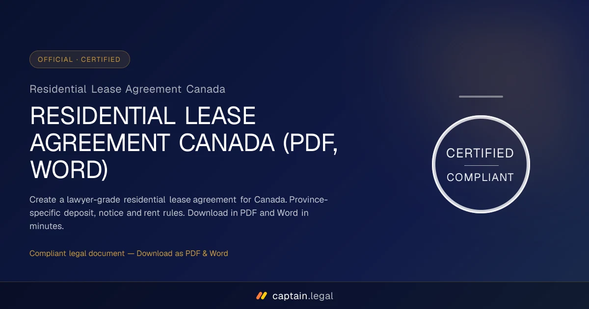 Residential Lease Agreement Canada