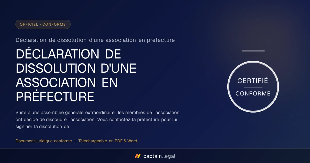Déclaration de dissolution d'une association en préfecture