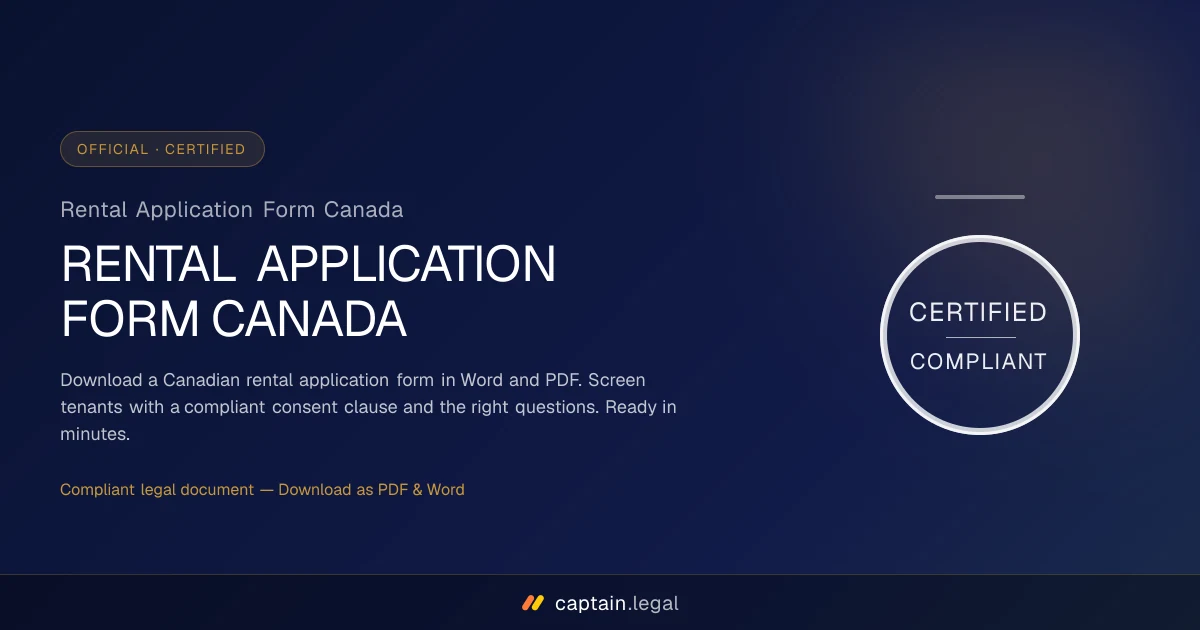 Rental Application Form Canada